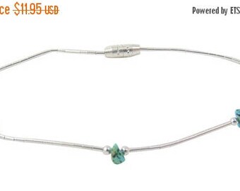 Liquid Silver Turquoise Nugget Bead Bracelet