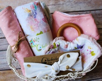 Baby Girl Gift Basket – Watercolor Floral Baby Gift