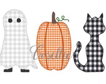Halloween embroidery design, Cat and pumpkin embroidery design, Vintage stitch Halloween, Ghost embroidery design, Halloween design