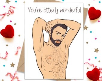 You're Otterly Wonderful, Gay Greeting Card, Gay Card, Gay Greeting, Gay Cards, Funny Gay Greeting, Love Cards, Cards for Him, Boyfriend