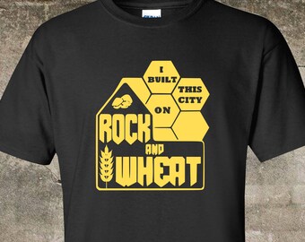 Catan - Funny Shirt - Inspired by Settlers of Catan Game - Built this City Rock and Wheat- Mens Womens - Gift - Christmas