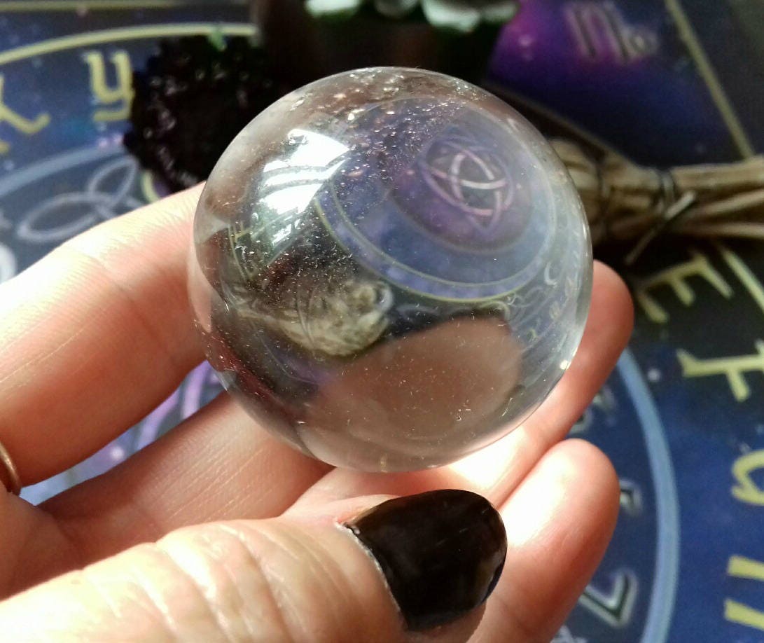 Grade A Clear Quartz Energy Charged Crystal Sphere Crystal