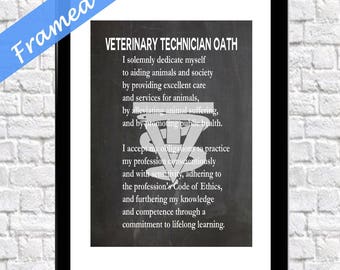 Veterinarian Technician Oath Framed Vet Tech Gift for Vet Veterinarian Wall Art