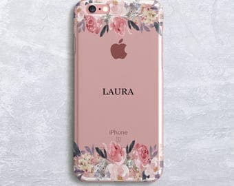 Floral Custom Name Personalised Phone Case Monogram iPhone 7 case iPhone 6S Case Samsung S7 Case, Samsung S8 case