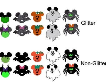 Halloween themed decal for magic band 2.0, glitter vinyl, glossy vinyl, ghost, maleficent, frankenstein, pumpkins, spiders, bats