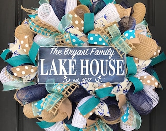 Nautical decor - lake house decor - lake house wreath - nautical wreath - custom gift - housewarming gift - personalized gift - lake house -