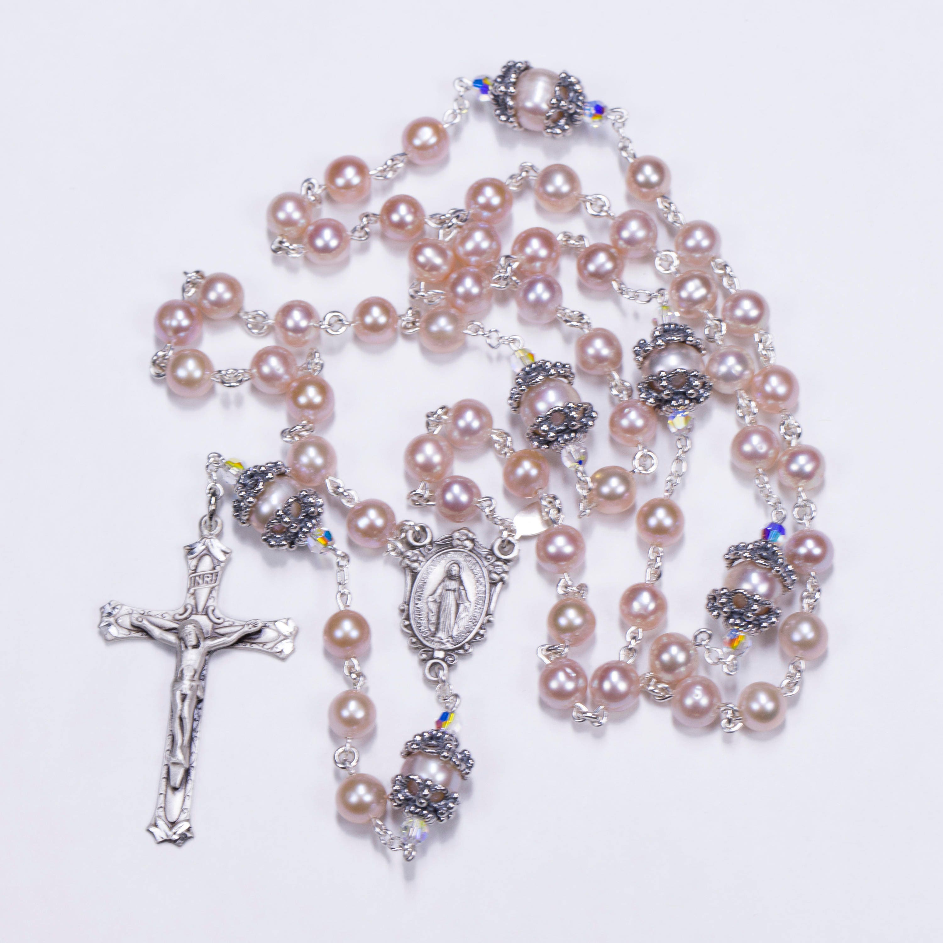 Pink Freshwater Pearl Rosary Handmade For Catholic Women