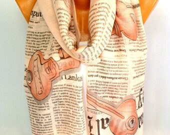 Newspaper print Scarf, Scarves, Shawl, Scarf, Newspaper Printed infinity scarf, Womens Accessories, Lightweight Summer Scarf, Gift for her