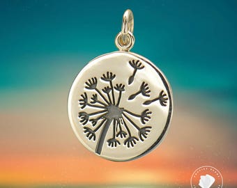 Sterling Silver, Dandelion Charms, Dandelion Jewelry, Dandelion Pendant, Silver Charms, Silver Dandelion, Dandelion Necklace, Nature Jewelry