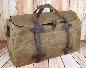 Waxed Canvas Duffel Bag,Canvas Leather Luggage Bag , Canvas Leather Travel Bag Mens, Weekender Bag Mens, Men Gym Bag