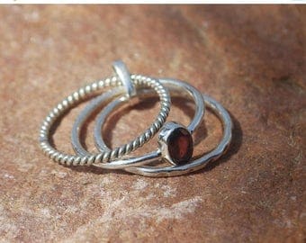 On Sale Natural Dark Red Garnet Ring - Gemstone Ring - Stacking Ring - Gemstone Jewelry - Handmade Jewelry