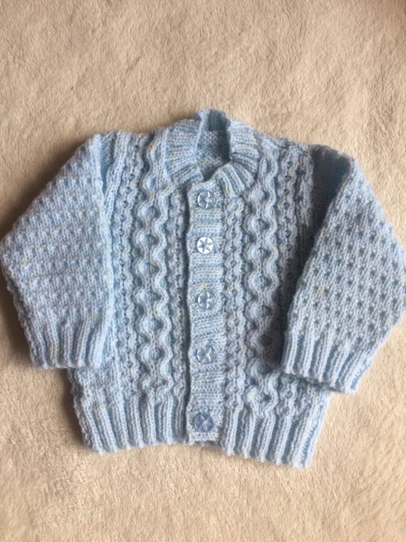 Baby Cardigan/Jacket Pale Blue Baby sweaterhandknittedCable
