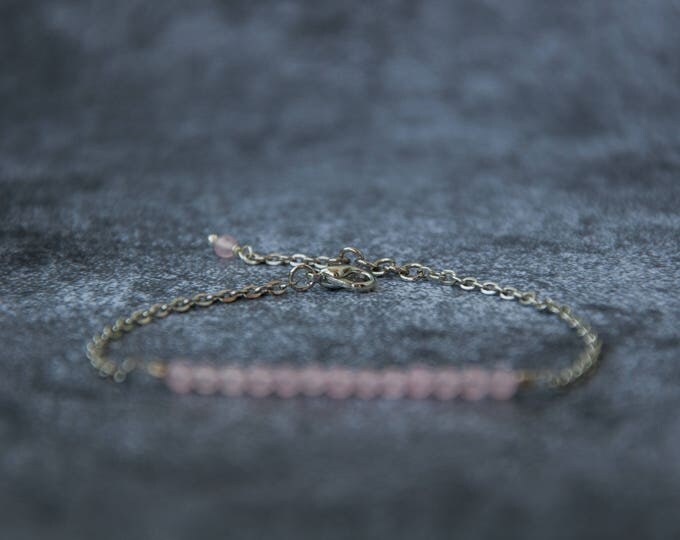 Rose quartz bracelet, Pink stone jewelry, Rose quartz jewelry, Rose quartz bead bracelet, Pink quartz bracelet, Valentine gift for her