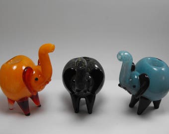 6" Elephant King Glass Smoking Pipe Orange Black Blue SP1308