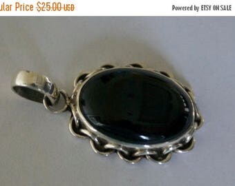ON SALE Stylish BLACK Onyx Silver Pendant