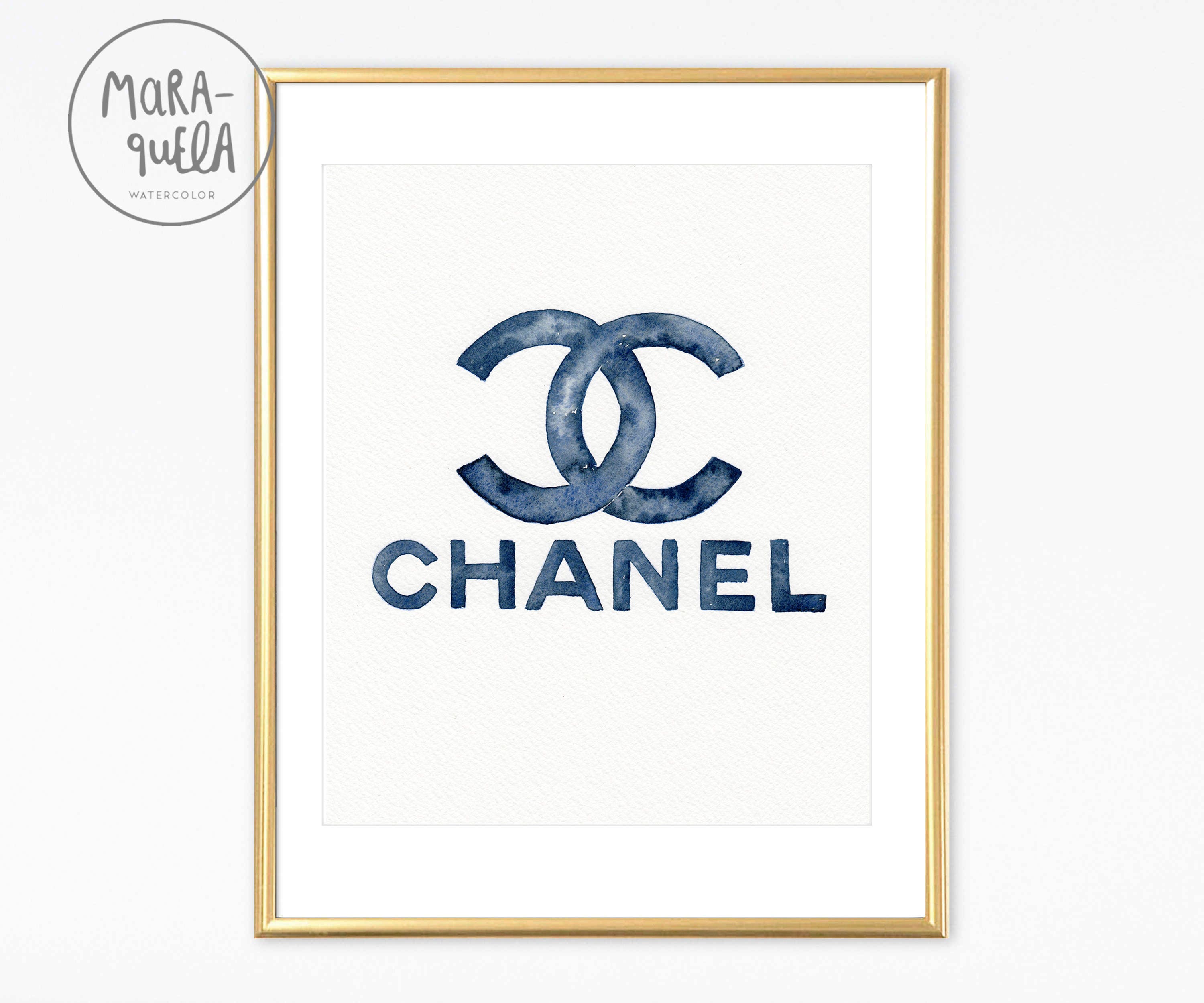 ORIGINAL Chanel elegant indigo blue watercolor. Original
