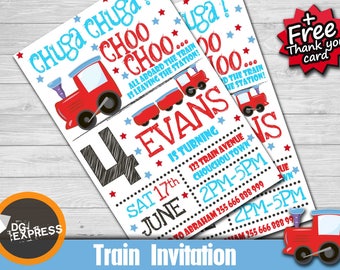 Train Birthday Invitation "TRAIN INVITATION" - Digital Train Party Invite, Chuga Chuga Printable, train Birthday, train party invite