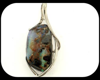 New 925 Sterling Silver 54.94CT Australian Koroit Boulder Opal PENDANT