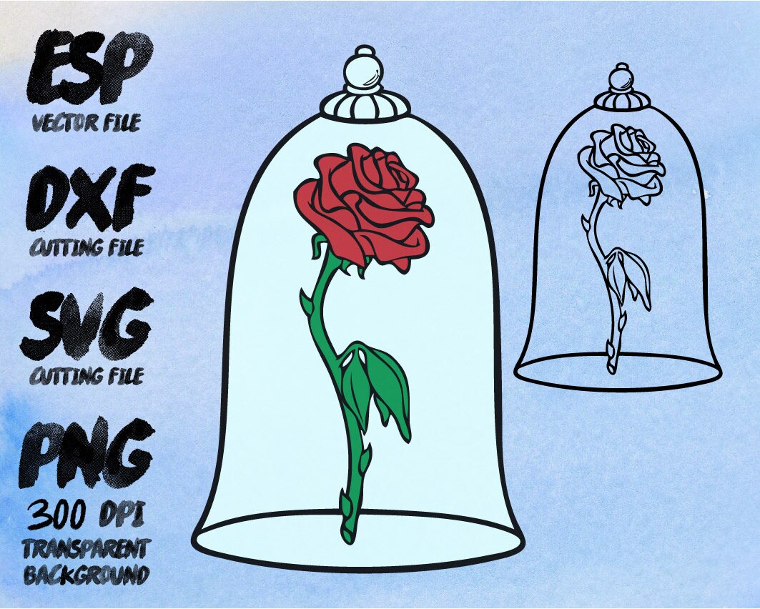 Download beauty and the beast Rose Clipart , SVG Cutting , ESP ...