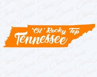 Ol' Rocky Top Tennessee state cursive Vector Download PNG SVG JPG You will receive all 3 Files.