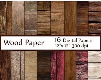 40%SALE Wood Digital Paper: "WOOD PAPER" Wood Backdrop Printable Wood textured paper Wood Digital Background Wood Scrapbook Paper Rustic Woo