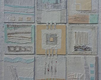 Polyptychos No 1 by Robert Andler-Lipski. Original art. Collage, assemblage on hardboard. Modern wall decor. 50.0 x 51.0 cm. Free shipping.