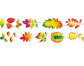 Fall Leaf Washi Tape, 20mm Wide, Colorful Autumn