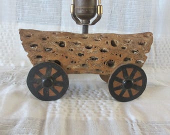 Cholla Cactus covered wagon lamp light 1950's vintage