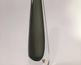 Orrefors vase signed Nils Landberg black glass 1950