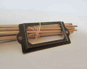 5 inserts for labeling drawers - antique bronze - 7 x 3.4 cm-furniture decoration - 63.2