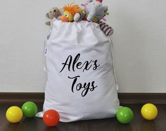 Personalized bag for toys Personalized toy sack Toy organization Stuffed animals storage Storage basket Nursery storage Toy storage