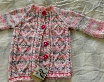 Hand knit baby girlsweater