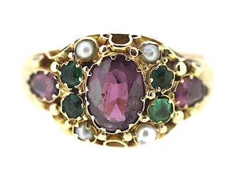 British Vintage Suffragette Ring / British Suffragette Ring /Suffragette Movement Ring /Chester Hallmark Ring /Vintage Emerald Ring / Ladies