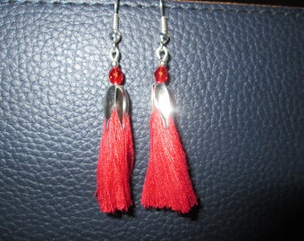 Red tassel earring