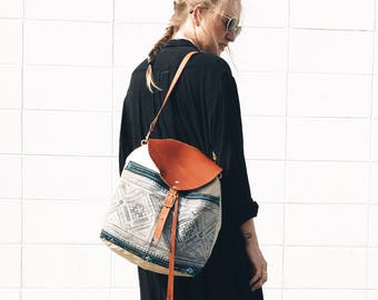 aztec leather backpack