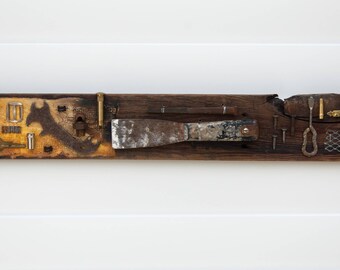 Recycled Assemblage Art - Mixed Media Wall Art - Rustic Assemblage