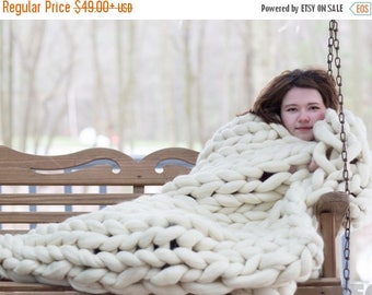 Super Chunky Knit blanket,Chunky Knit blanket,Arm Knit Blanket,Merino Wool Blanket,Giant Knit blanket