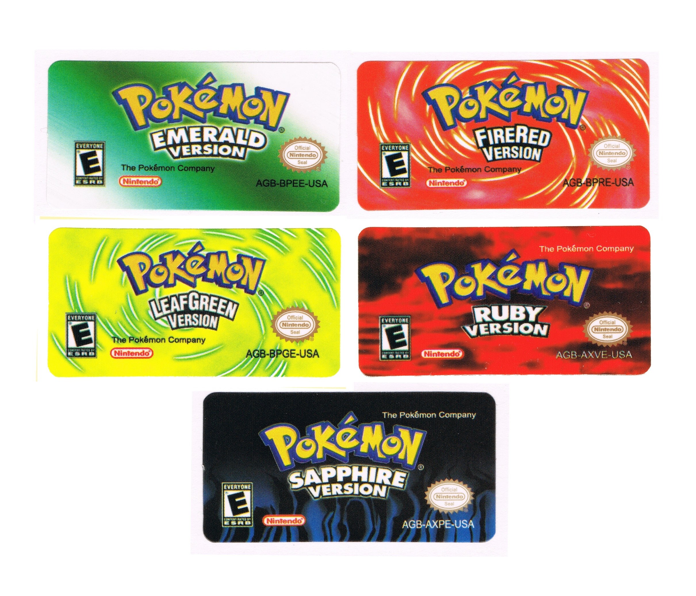 Pokemon GBA Replacement Labels Stickers Gameboy Advance Glossy