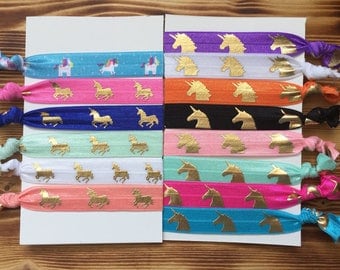 Unicorn Hair Ties | Fold Over Elastic Ties | Unicorn Favors | Leggings Hair Ties | Pony tail holders | Thank you gift | Bulk Hair Ties