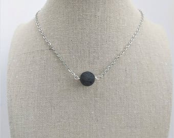 Essential Oil diffuser necklace - Lava bead necklace - aromatherapy jewelry - minimalist necklace - mothers day gift - black lava stone