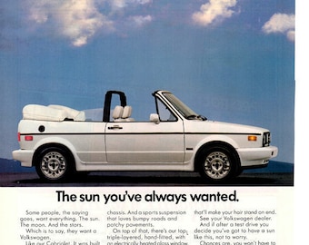 1989 Volkswagen Cabriolet convertible Vintage magazine ad Digital Download 1706