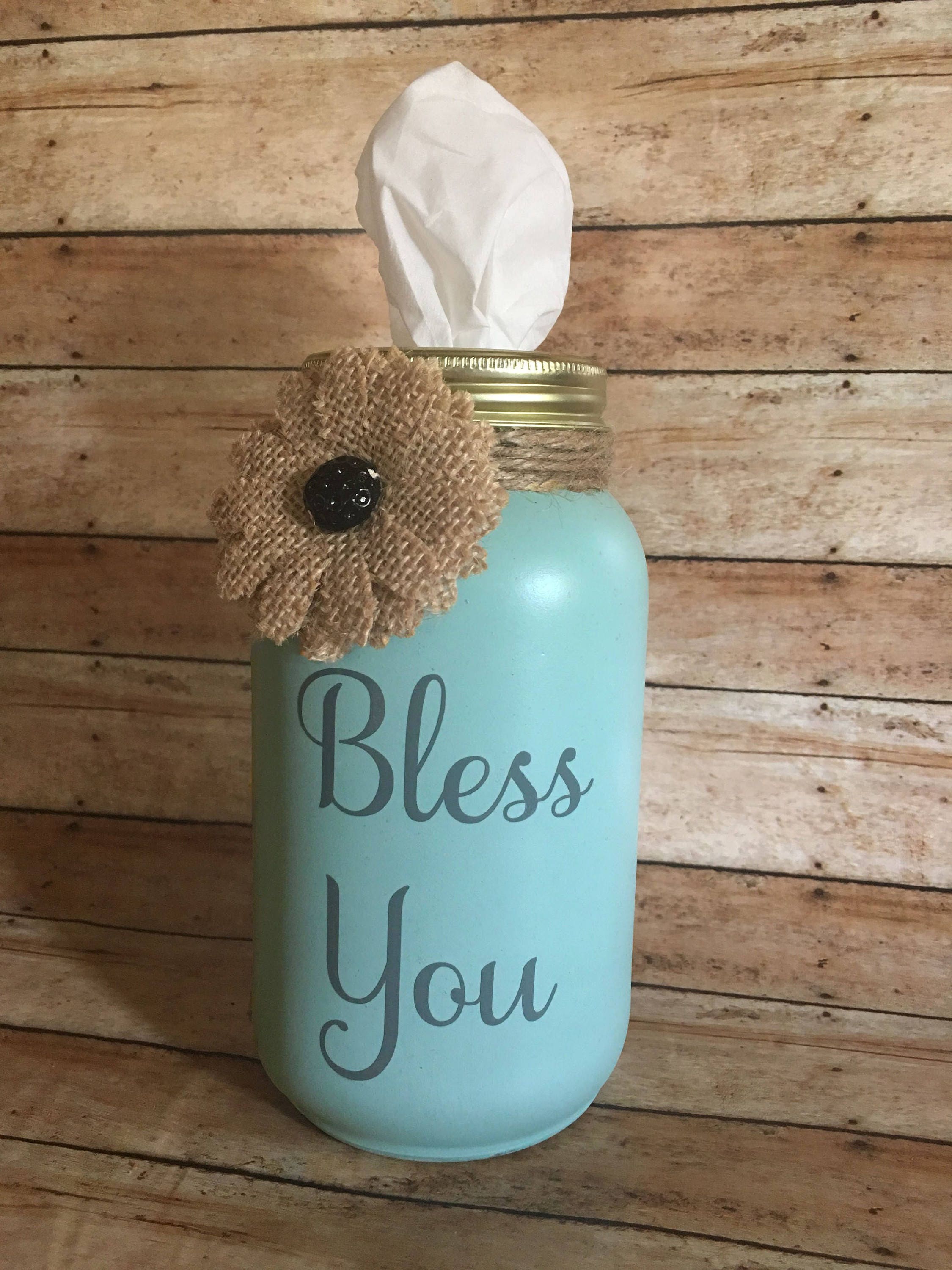 Mason Jar Tissue Holder Bless You | Mason Jar Fun, Mason Jars, Mason