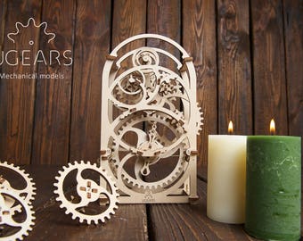 Valentine's Gift - UGears Timer Self-Propelled Mechanical Wooden Model KIT - 3D Puzzle Assembly for Adults and Teens - Educational Toy