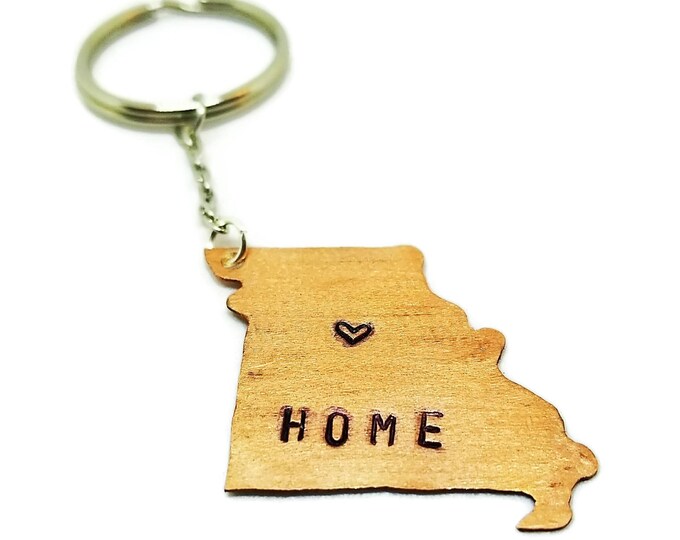 Copper Missouri Key Chain, Home Keychain, Hand Stamped Key Chain, Unique Birthday Gift, Missouri Gift, State Key Chain