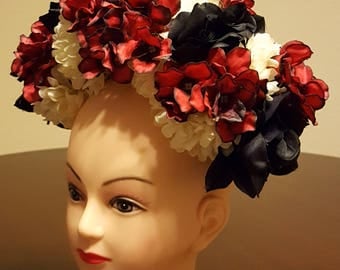 Day of the dead headpiece, flower crown, dia de los muertos, samba costume, flower headband