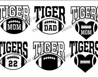 Tigers Football with Numbers Download Files - SVG, DXF, EPS, studio3, Vinyl Cut Files, Digital Cut Files -Use with Cricut and Silhouette