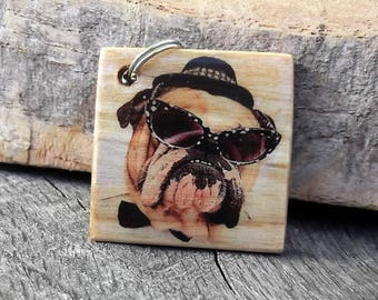 Personalized Keyring in wood, personalised, personable, personalised photo on wood, wood keychain, Porte clé en bois personnisable