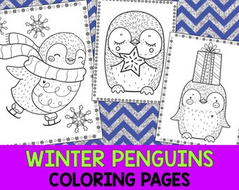 Winter coloring page | Etsy