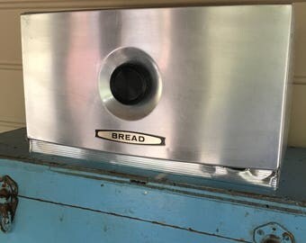 Vintage Kromex Spun Aluminum Breadbox Retro Kitchen Storage Mid Century Kitchen Decor Metal Breadbox