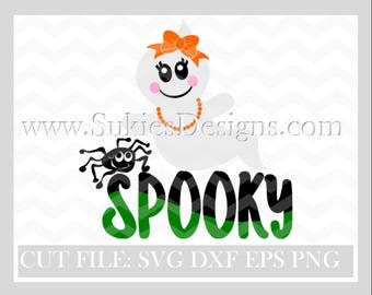 Spooky Halloween SVG File For Cricut and Cameo DXF for Silhouette Studio Cutting File, girl ghost svg, ghost svg file, girl halloween svg